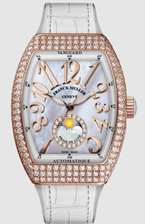 Franck Muller Vanguard Lady Moonphase Replica Watch Cheap Price V32 SC AT FO L REL MOP D CD 1R - Click Image to Close